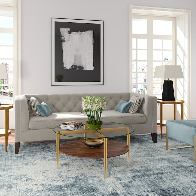 Otto 36" Wide Round Coffee Table with MDF Shelf - 36" Wide