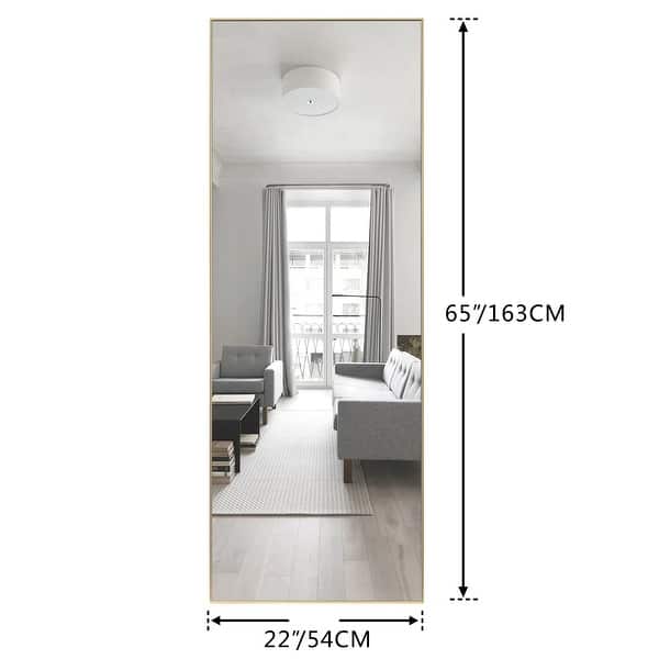 dimension image slide 6 of 7, Full-body Rectangular Floor Mirror