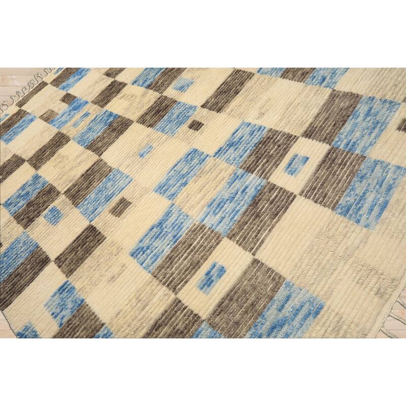 8'2''x10'8'' Tibetano Hand Knotted Wool Ivory Modern & Contemporary Boho Rug - 8' 2'' x 10' 8''
