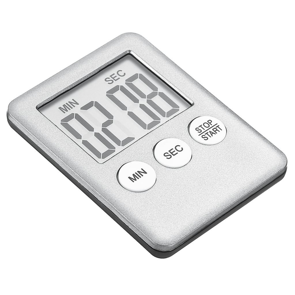 Digital Timer,Small Count Down/UP Clock with Magnetic,Kitchen Timer Silver Tone - Silver Tone