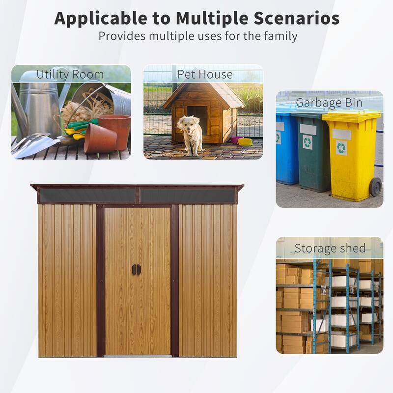 GDF Studio - Mirren Outdoor Metal Storage Shed with Window and Lockable Sliding Door