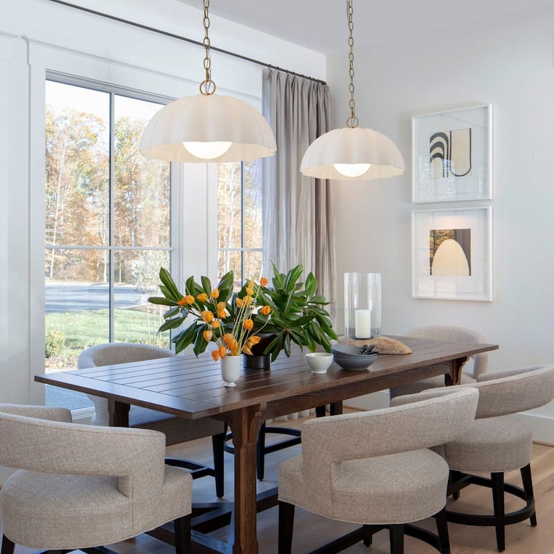 Modern Milk Glass Pendant Light Fixtures Gold Kitchen Island Light - White - W15.98"