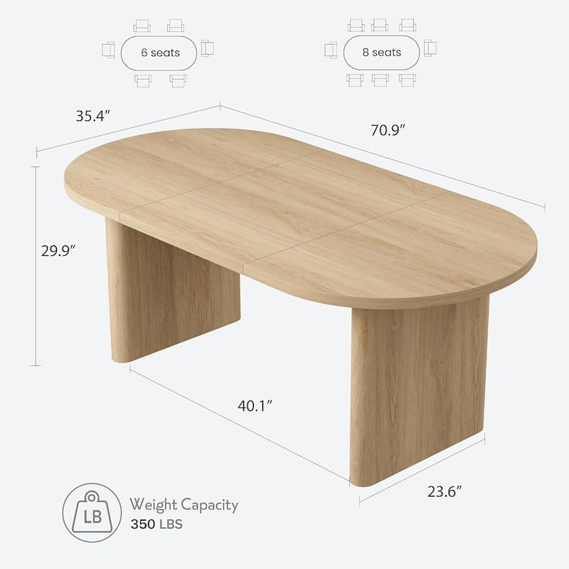 70.8 Inch Oval Kitchen Dining Room Table for 6-8 People Kitchen, Living Room, Office