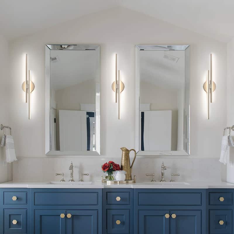 Minimalist 2-Light Dimmable LED Vanity Light Linear Metal Wall Sconce
