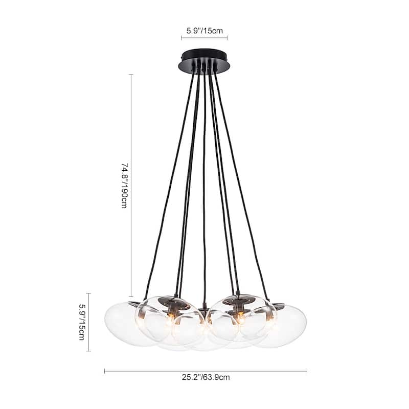 Minimalist 7-Light Glass Globe Bubble Cluster Pendant Chandelier
