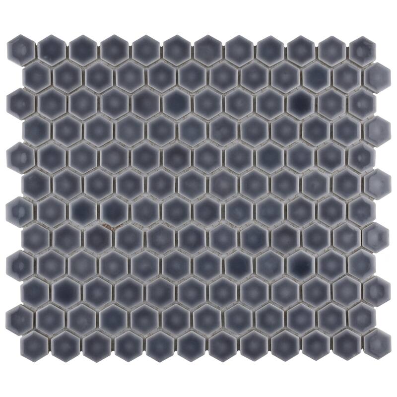Merola Tile Hudson 1" Hex Imperial Grey 11-7/8" x 13-1/4" Porcelain Mosaic Floor and Wall Tile