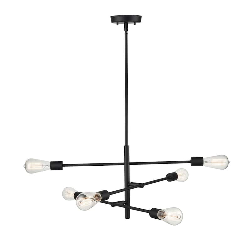 Millennium Lighting Decco 6 Light Pendant Fixture in Matte Black or Modern Gold