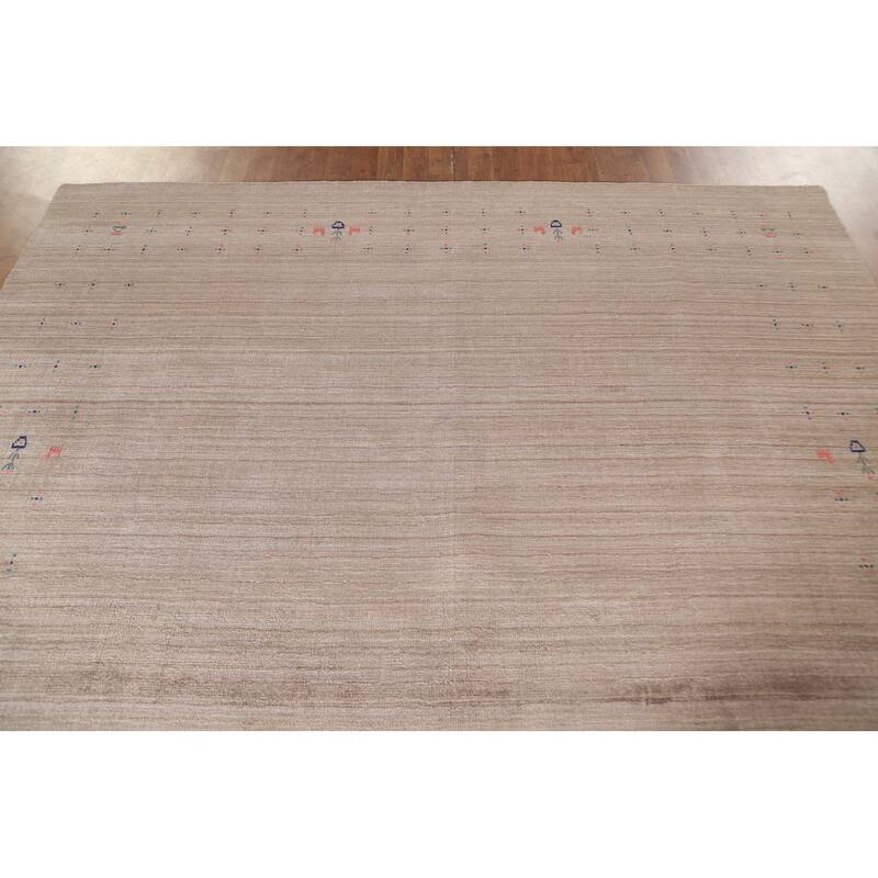 Striped Gabbeh Oriental Area Rug Hand-Knotted Wool Carpet - 7'10" x 9'7"