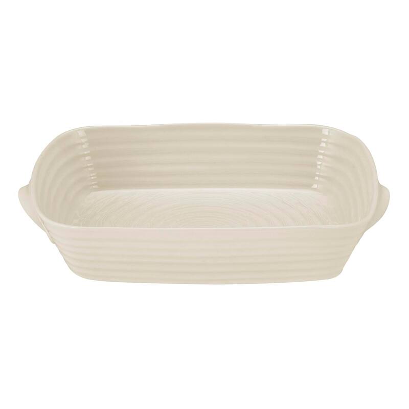 Portmeirion Sophie Conran Large Handled Rectangular Roasting Dish - 11.3" x 16.3" x 3" - Pebble - 1 Piece