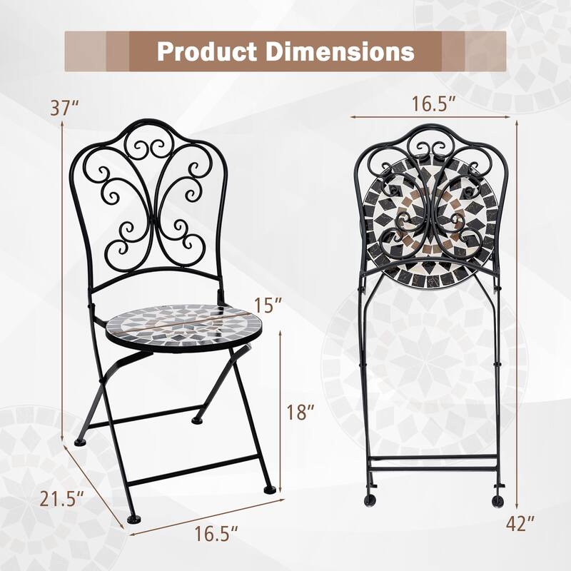 Costway Set of 2/4 Mosaic Chairs for Patio with Decorative Backrest