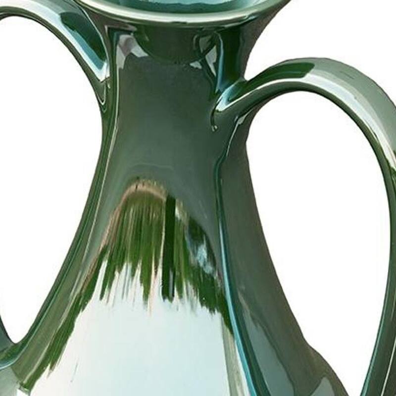 12" Green Ceramic Amphora Table Vase - 7.90