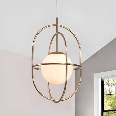 1-Light Ellipse Bronze Gold Single Pendant, Sci-fi Futuristic Design - Bronze gold