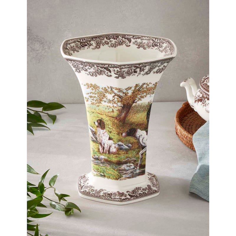 Spode Woodland Hexagonal Vase - 10.6-Inch