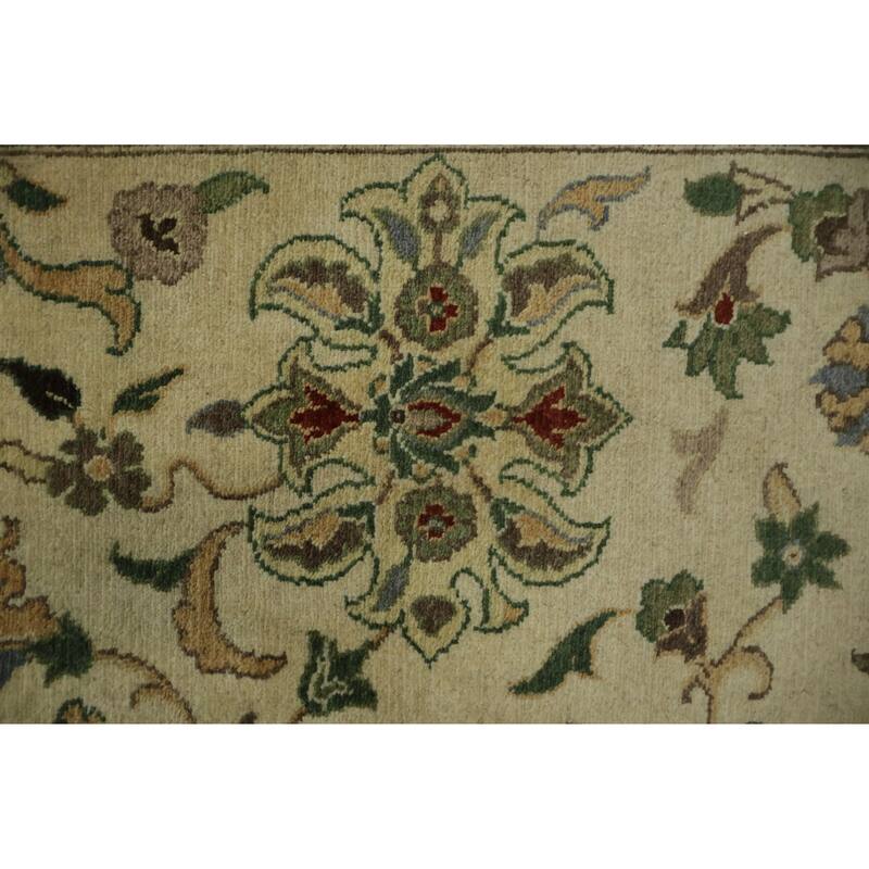 Hand Knotted Oriental 100% Wool Carpet Traditional All-Over Beige & Ivories Ziegler Area Rug - 8' 11'' X 6' 1''