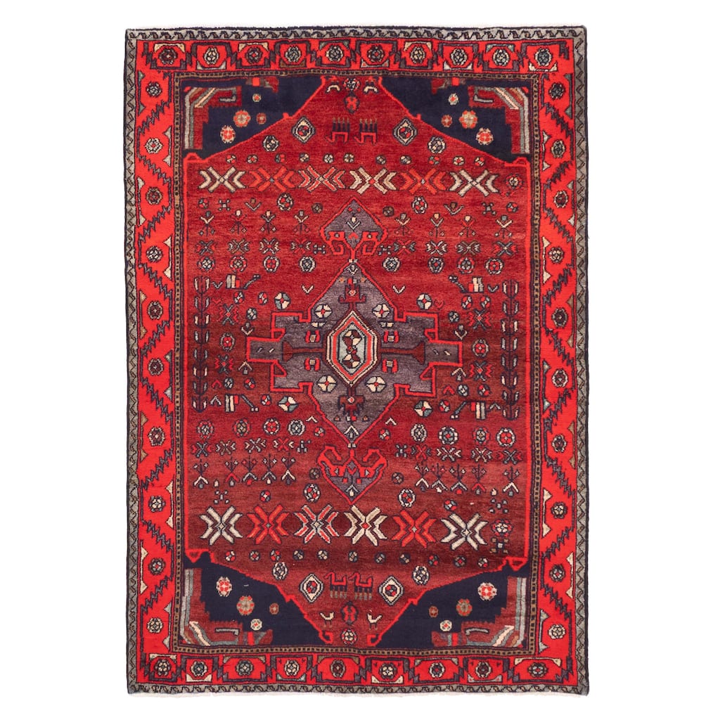 ECARPETGALLERY Hand-knotted Konya Anatolian Dark Red Wool Rug - 4'8 x 6'9