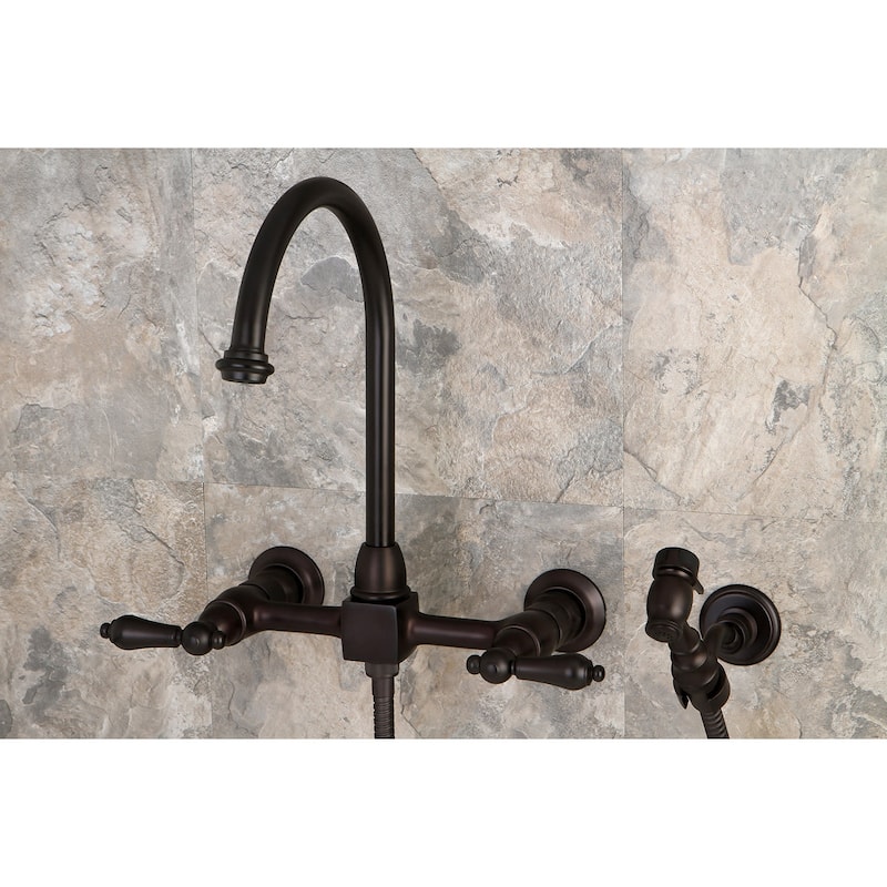 Kingston Brass Restoration 1.8 GPM Wall Mounted Bridge Kitchen Faucet