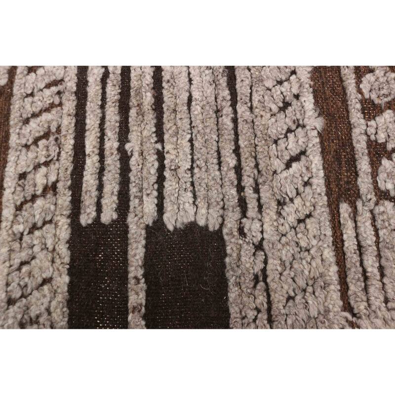 ECARPETGALLERY Hand-knotted Tangier Dark Brown Wool Rug - 5'5 x 7'10
