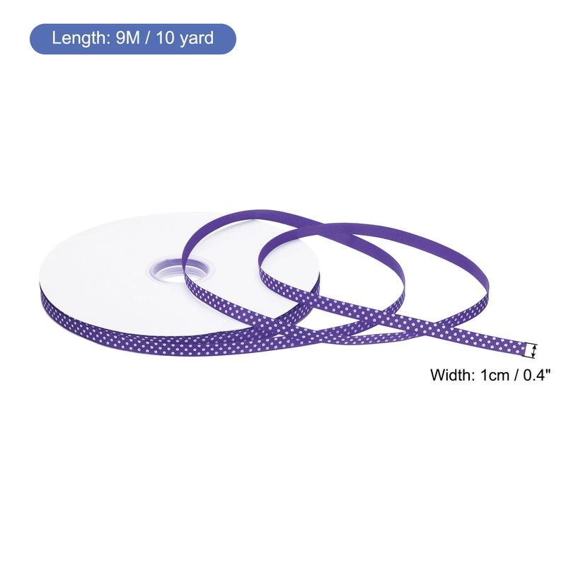 Grosgrain Ribbons with Dots Ribbon Bow Decoration - Dark Purple - 100 Yards 3/8 Inch