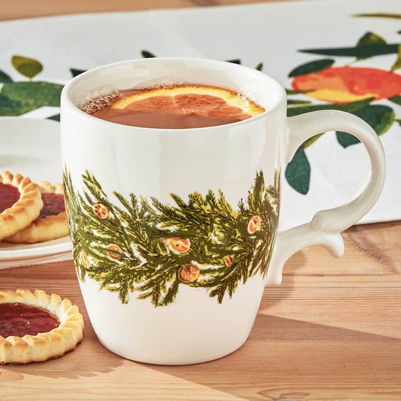Citrus Grove 14oz Ceramic Mug - Multicolor Dishwasher Safe Drinkware for Christmas - 5.7" L x 4" W x 4.5" H
