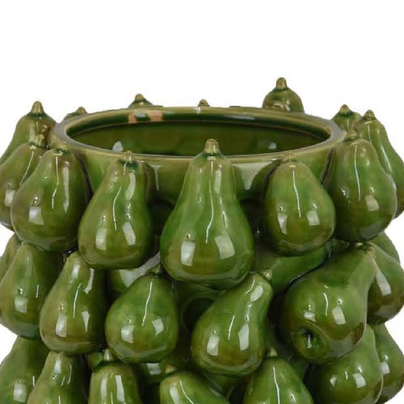 Salina Accent Vase with Pear Shaped Drop Accents, Glossy Green Ceramic