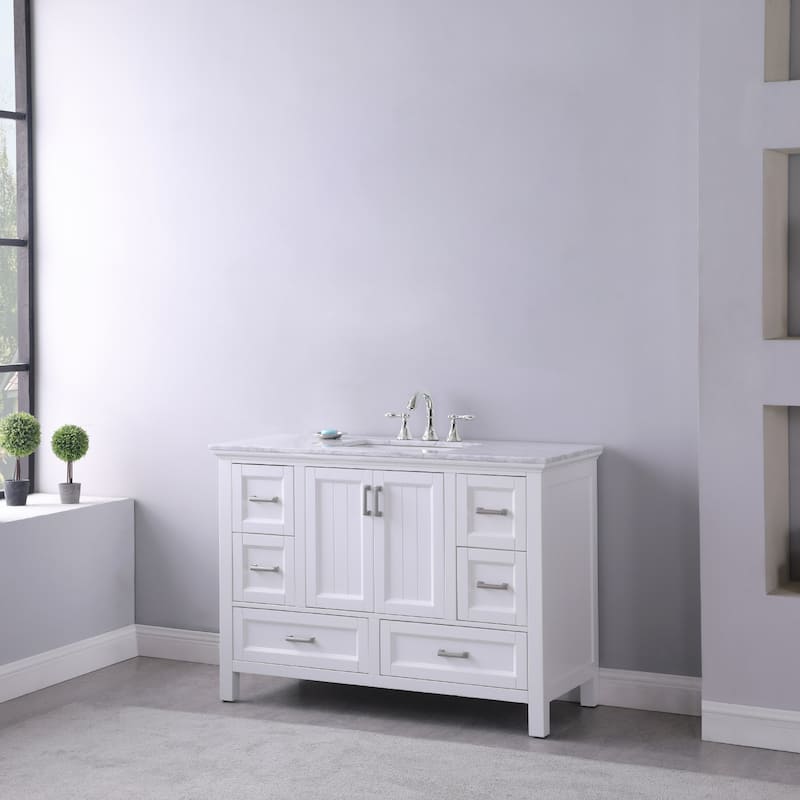 Altair Isla Single Bathroom Vanity Set and Aosta White Countertop without Mirror