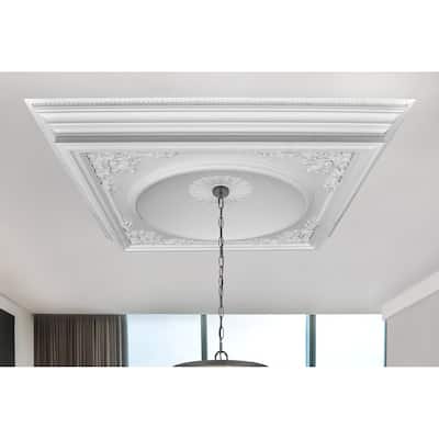 Elegant Large Dome Ceiling Medallion 58 Inch Square - White