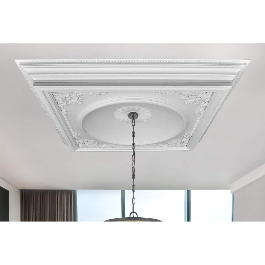 Elegant Large Dome Ceiling Medallion 58 Inch Square - White
