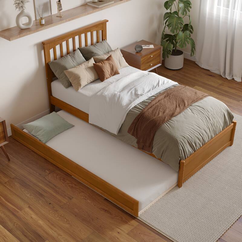 Everett Platform Bed with Panel Footboard and Twin XL Trundle