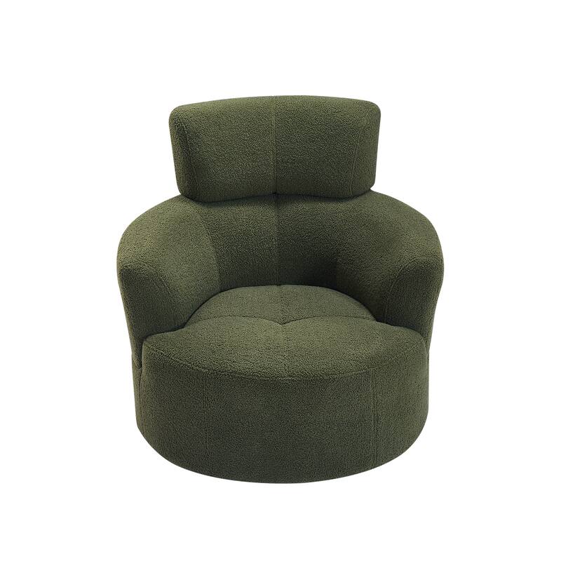 Bucket Swivel Chair with Adjustable Headrest, Single Upholstered Sofa Chair Armchair for Living Room, Office