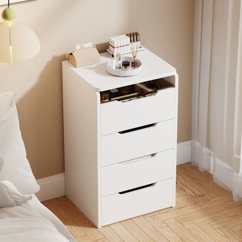 3-in-1 Small Makeup Table Set with Glass Top 3 Drawers, Stool