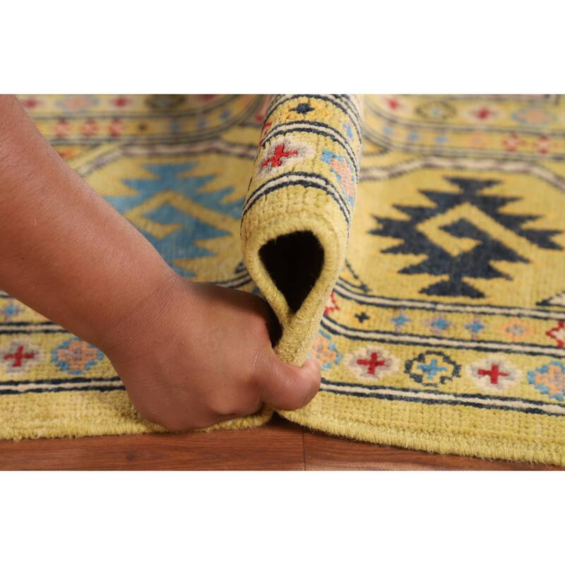 Geometric Kazak Oriental Area Rug Bedroom Handmade Wool Carpet - 5'9" x 8'0"