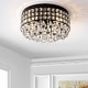 preview thumbnail 5 of 10, Evelyn 14.5" 3-Light Crystal Drops/Metal LED Flush Mount, Black by JONATHAN Y