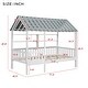preview thumbnail 4 of 11, Wood Twin Size House Bed with Roof, Guardrail and Shelves
