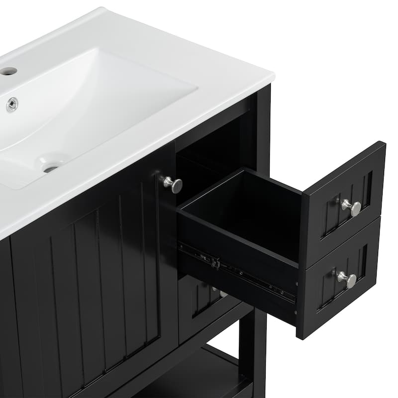 30 Inch MDF Freestanding Bathroom Vanity Set with Integrated Ceramic Sink - 30" x 18"