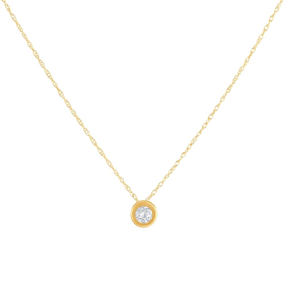 1/4Ct Diamond Bezel Pendant Solitaire Necklace Yellow Gold Lab Grown