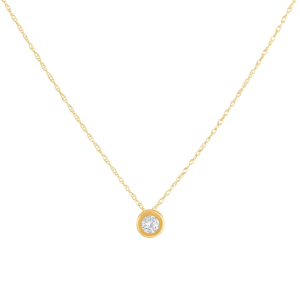Bliss Diamond 1/4Ct Diamond Bezel Pendant Solitaire Necklace Yellow Gold Lab Grown