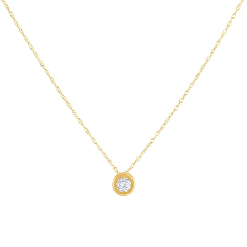 Bliss Diamond 1/4Ct Diamond Bezel Pendant Solitaire Necklace Yellow Gold Lab Grown - Yellow - 18 Inch