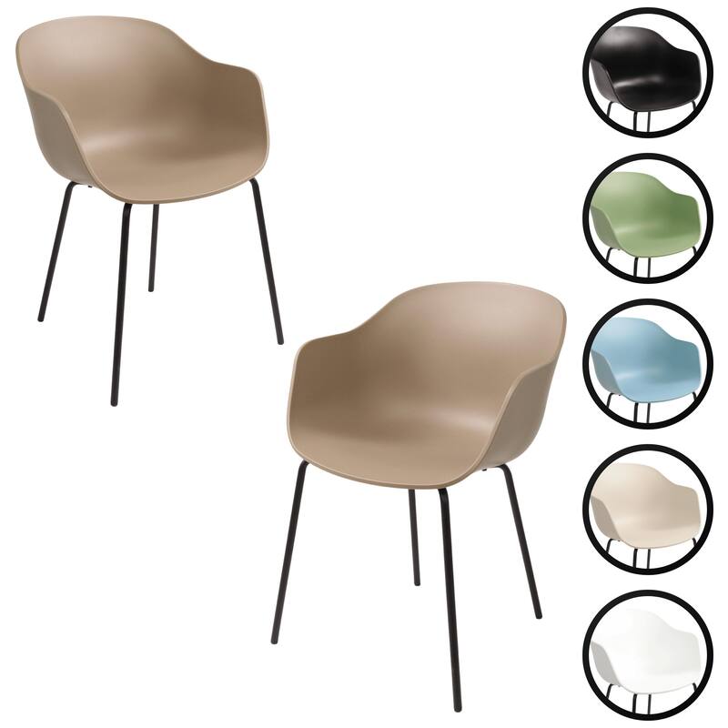 Furnish Theory Curve-K ML Indoor/Outdoor Dining Armchairs Arm Chairs w Polypropylene Shell & Powder-Coated Steel Legs (Set of 2)