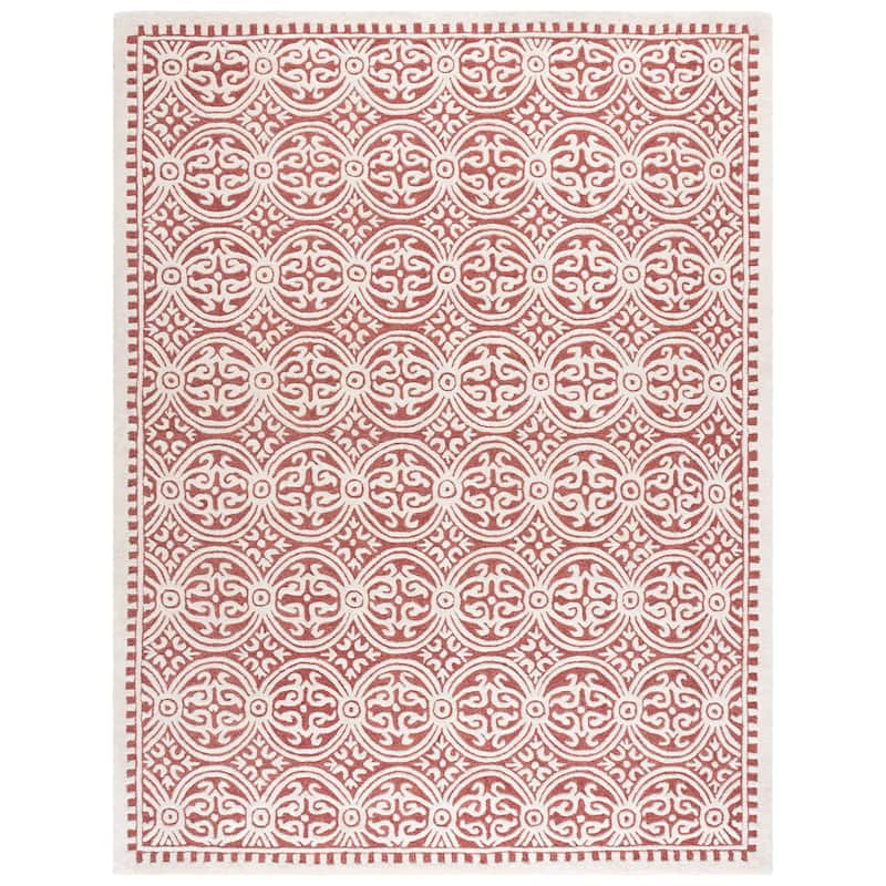 SAFAVIEH Handmade Cambridge Elske Modern Moroccan Wool Area Rug - 8' x 10' - Ivory/Red