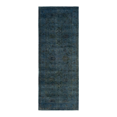 Overdyed, One-of-a-Kind Hand-Knotted Area Rug - Gray - 3' 1" x 8' 4"