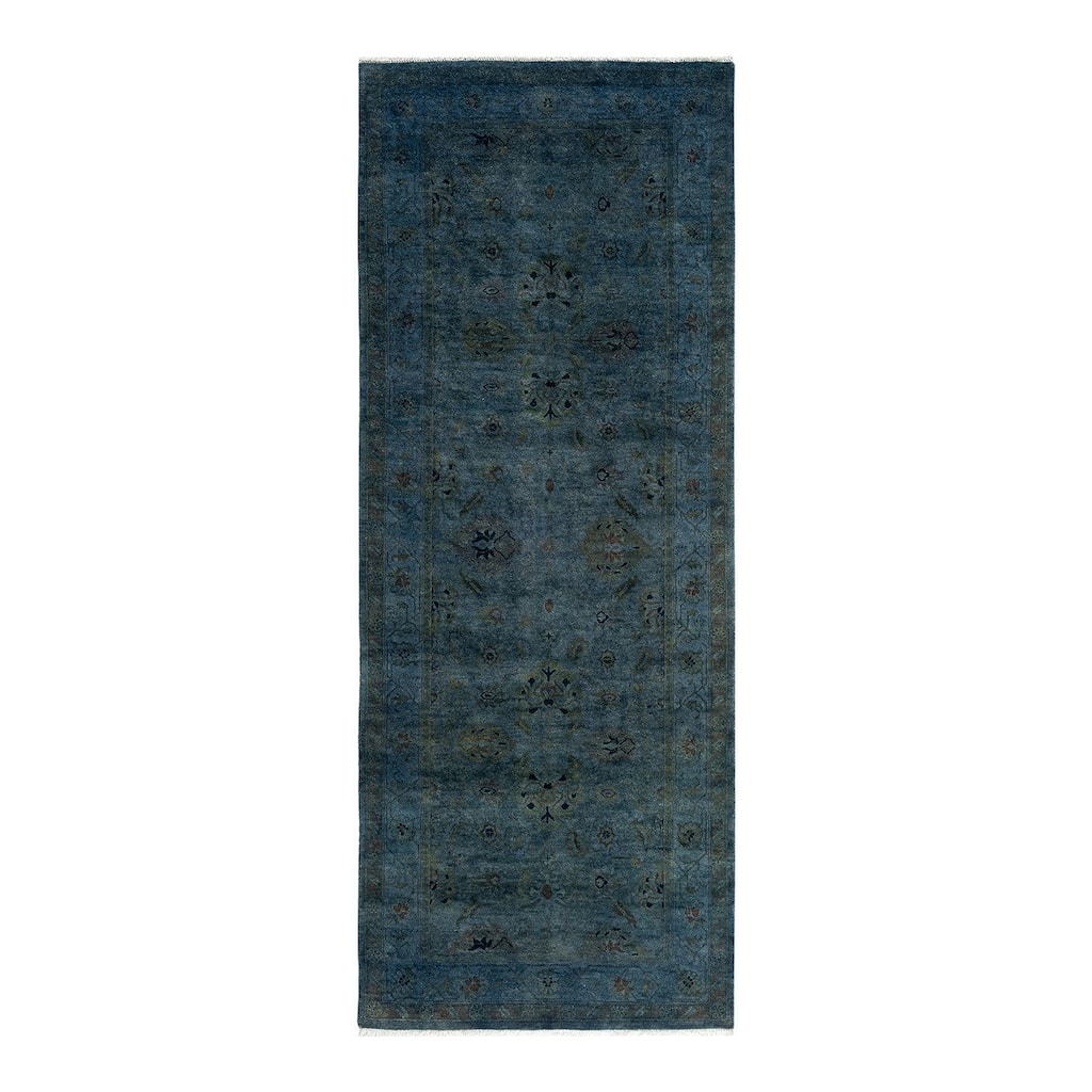 Overdyed, One-of-a-Kind Hand-Knotted Area Rug - Gray - 3' 1" x 8' 4"