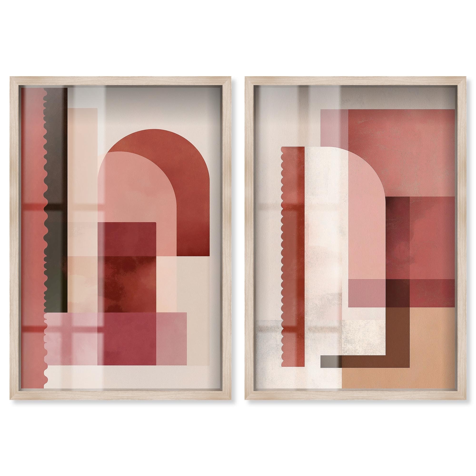Urban Dusk Duet Boho Beige Art Set Shadowbox Print by Art Remedy