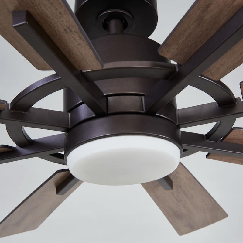 60" Oil-rubbed Bronze Industial Windmill Ceiling Fan with LED Light and Remote Control - 60 in. D x 60 in. W x 14.2 in. H