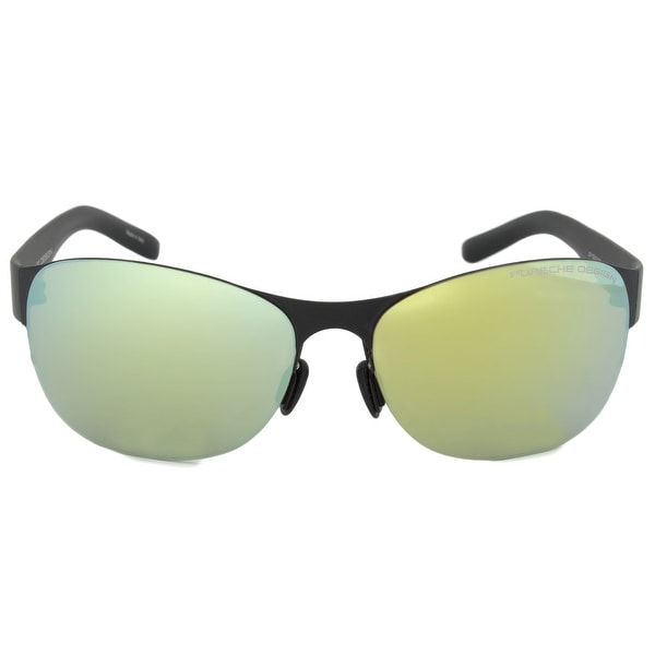 Porsche Design Design P8581 A Oval Sunglasses | Black Frame | Green Lens - 61mm x 15mm x 135mm. Opens flyout.