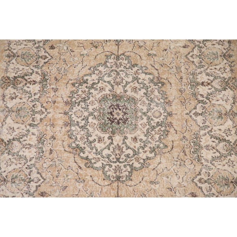 Distressed Sparta Oriental Vintage Area Rug Hand-Knotted Wool Carpet - 5'2" x 9'5"
