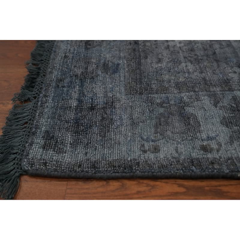 Hand-knotted Transitional Silk Carpet Grey Oushak Rug Geometric Oriental Area Rug - 7' 11'' X 5' 6''