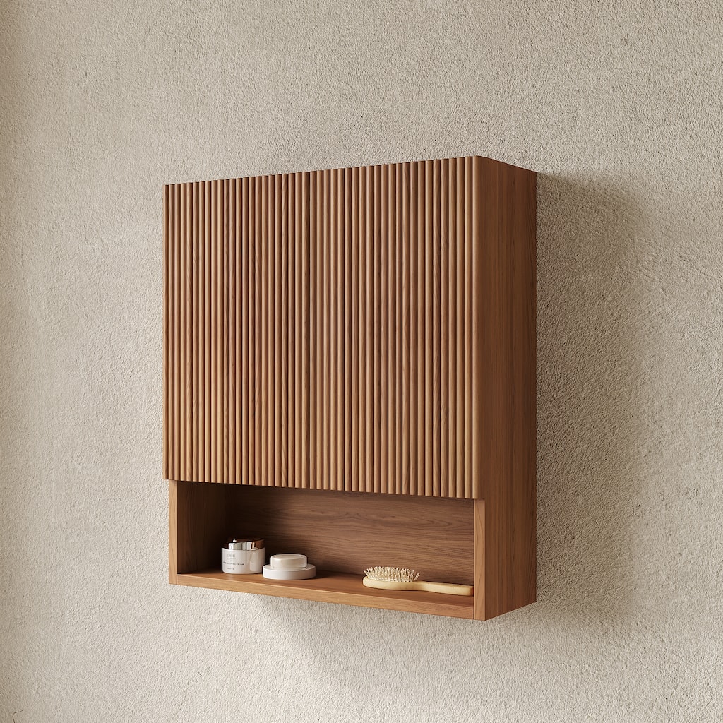 Tobi Modern Wall-Mounted Bathroom Cabinet with Open Storage Shelf and Soft-Close Doors by GDFStudio - 26"