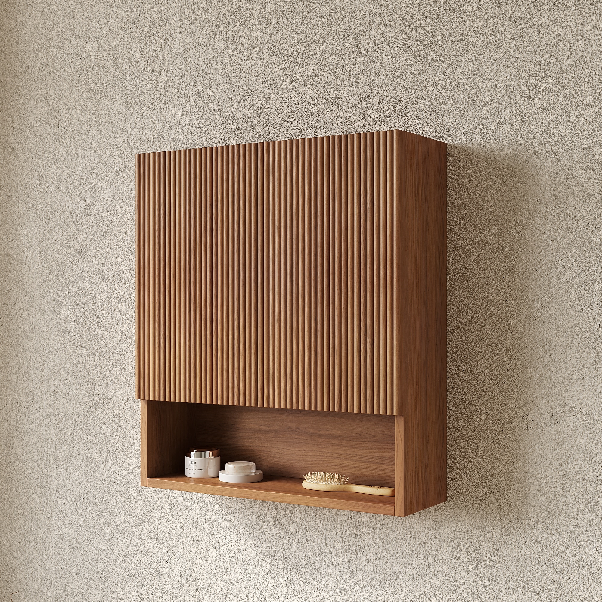 Tobi Modern Wall-Mounted Bathroom Cabinet with Open Storage Shelf and Soft-Close Doors by GDFStudio - 26"