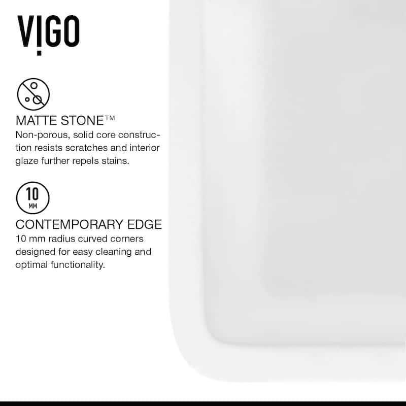 VIGO Matte Stone™ Single Bowl Flat Apron Farmhouse Kitchen Sink Set