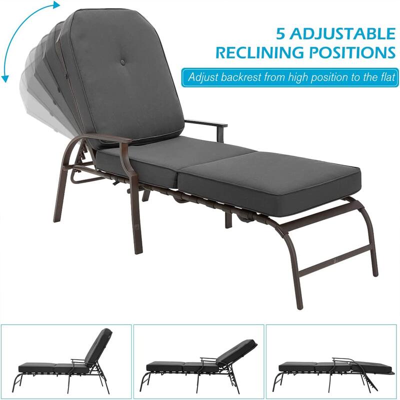 AECOJOY adjustable Outdoor Chaise Patio Lounge Chair (Set of 2)